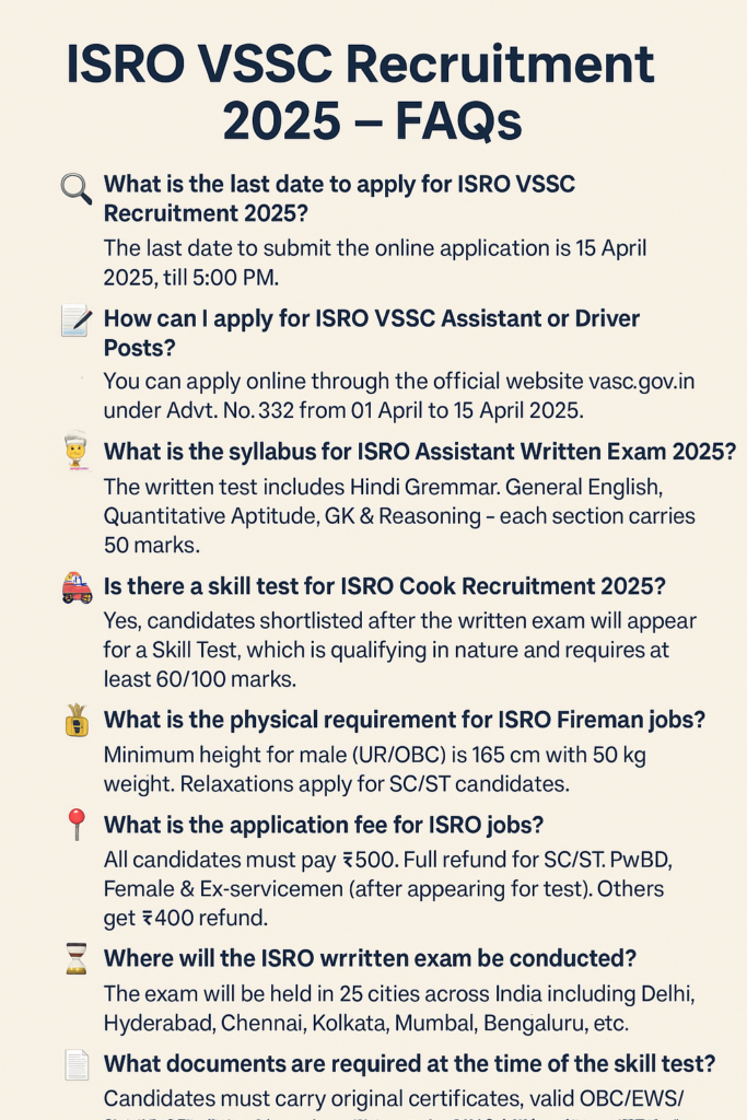 ISRO VSSC Bharti 2025